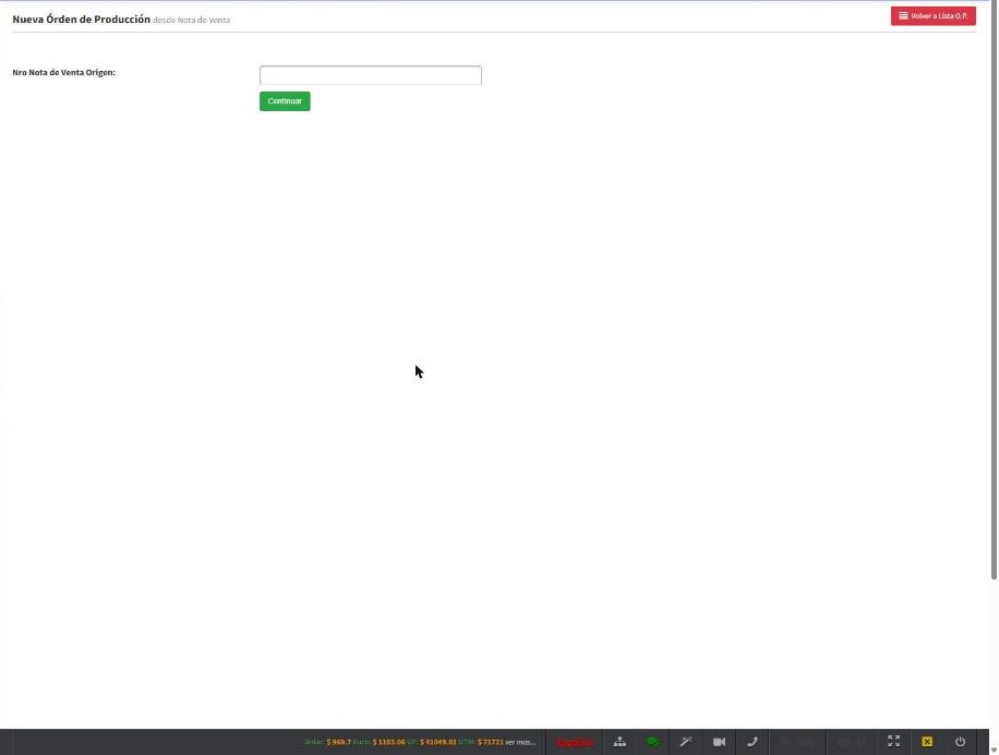 Nueva O.P. desde Nota de Venta