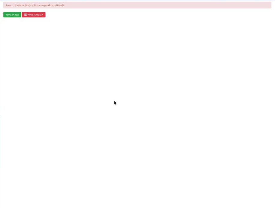 Mensaje de nota de venta ya utilizada