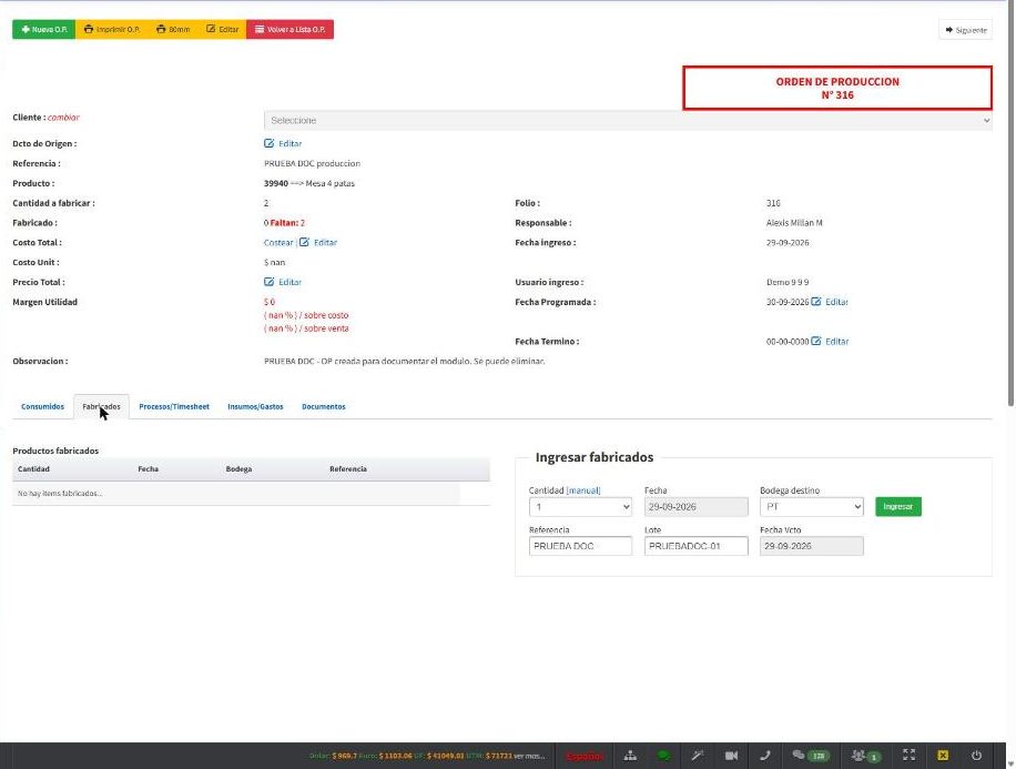 Formulario Ingresar fabricados