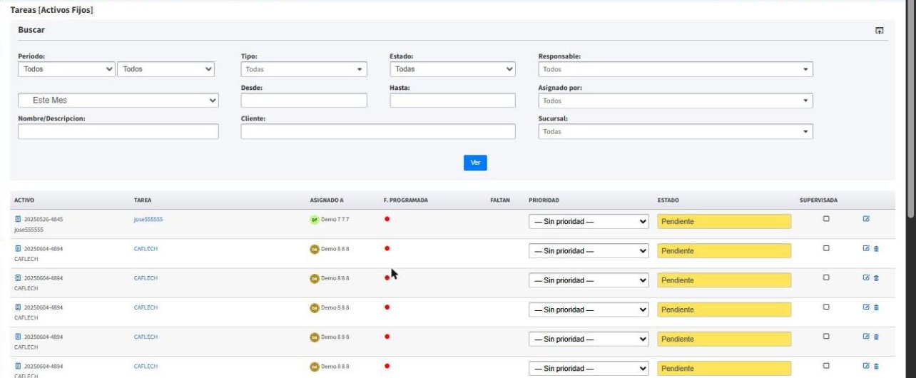 Listar Tareas de Activos Fijos