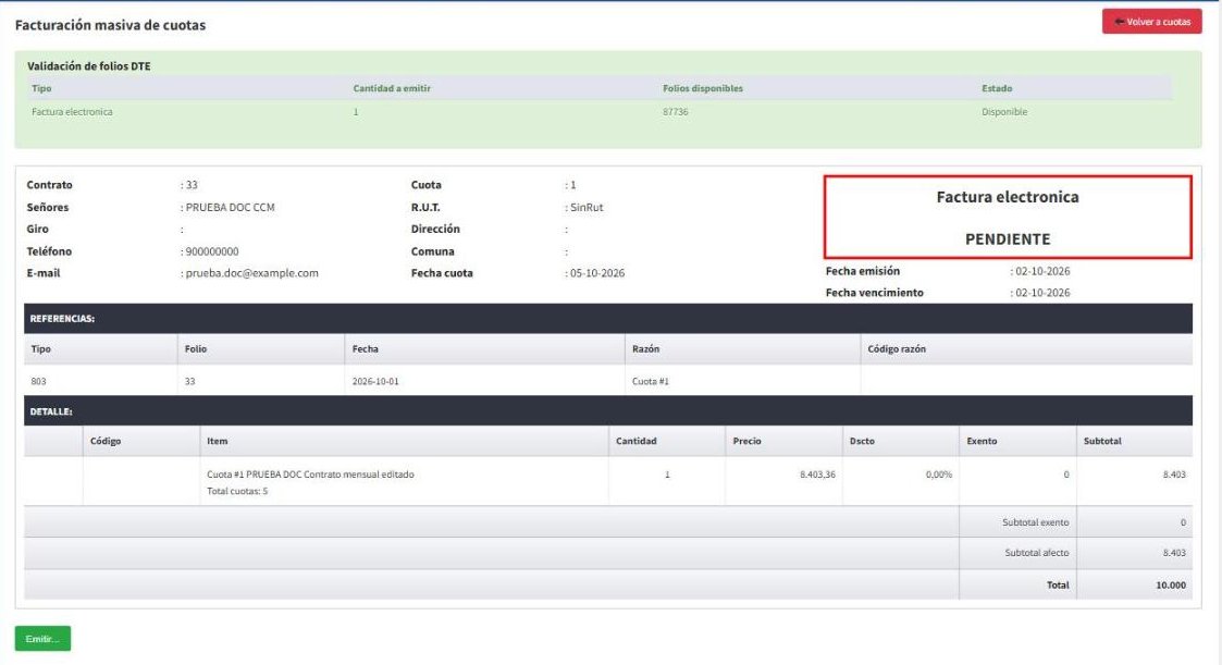Previsualización de facturación masiva con validación de folios