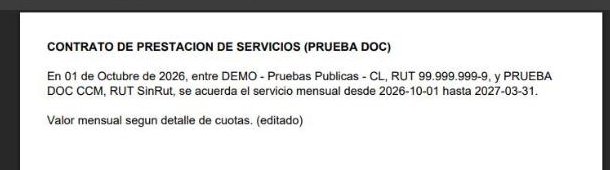 PDF del contrato generado