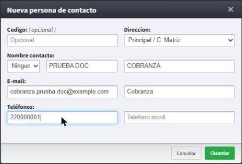 Formulario Nueva persona de contacto