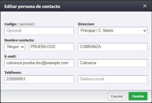 Formulario Editar persona de contacto