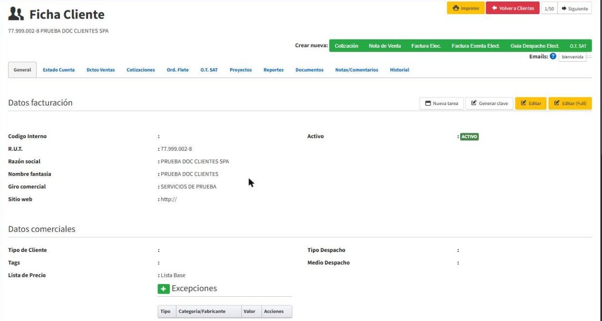 Ficha del cliente reci&eacute;n creado
