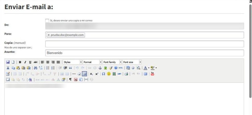 Ventana Enviar E-mail con la plantilla cargada