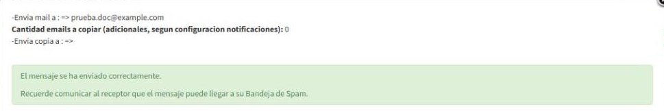 Confirmación del envío del correo
