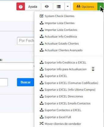 Exportaciones del men&uacute; Opciones