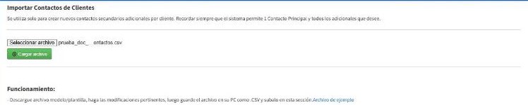 Pantalla Importar Contactos de Clientes