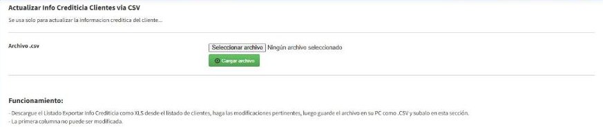 Pantalla Actualizar Info Crediticia