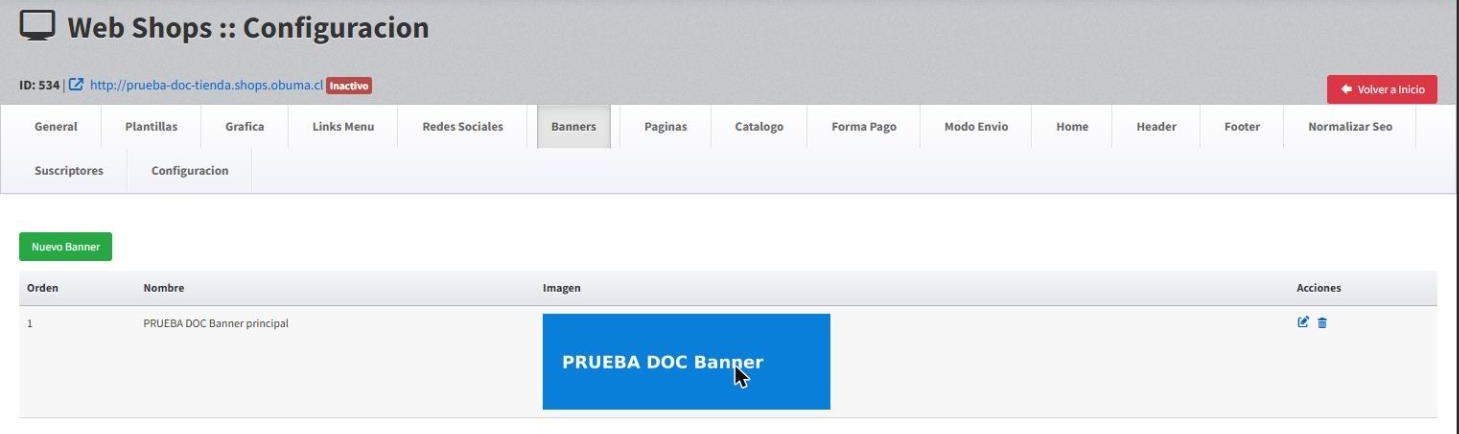 Listado de banners