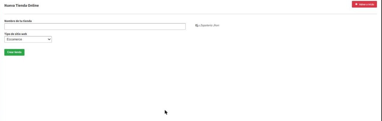 Formulario Nueva Tienda Online