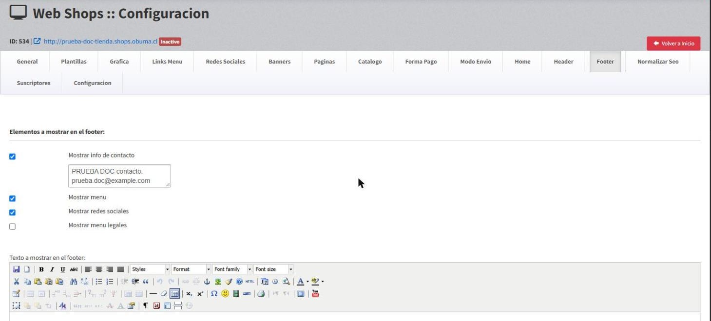 Footer configurado