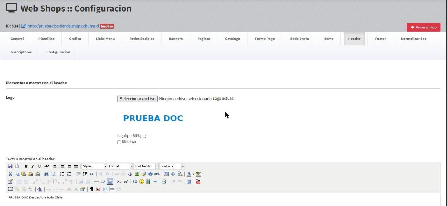Header con logo y texto