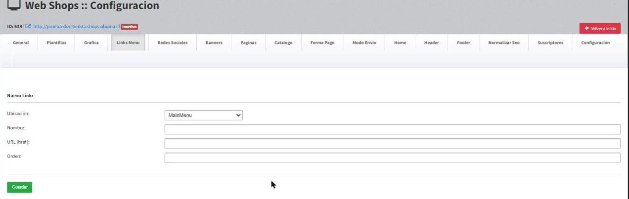 Formulario Nuevo Link