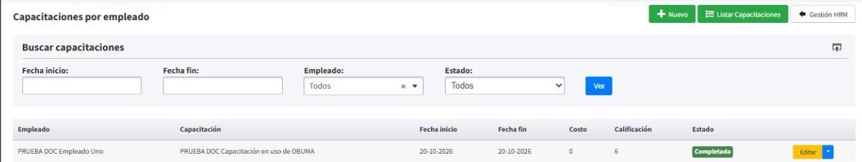 Capacitaci&oacute;n completada con su calificaci&oacute;n