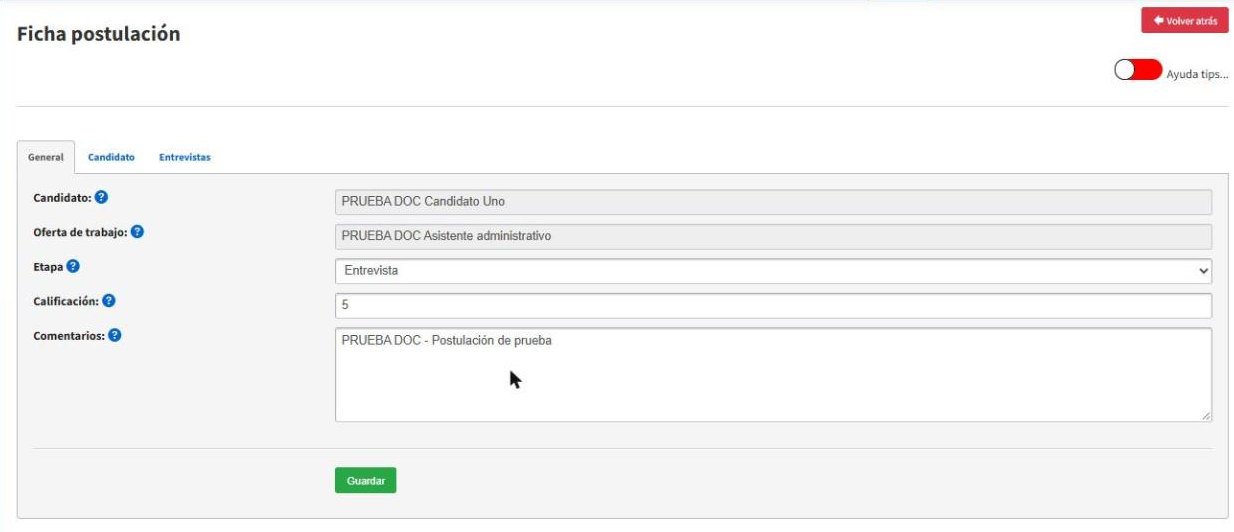 Ficha postulaci&oacute;n con etapa y calificaci&oacute;n