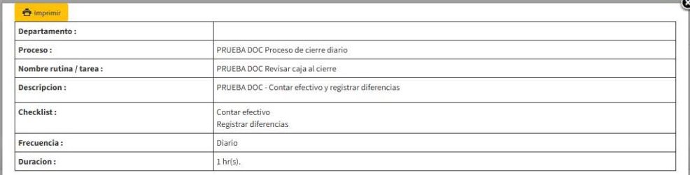 Detalle de la rutina