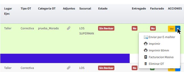 Acción Facturación Masiva