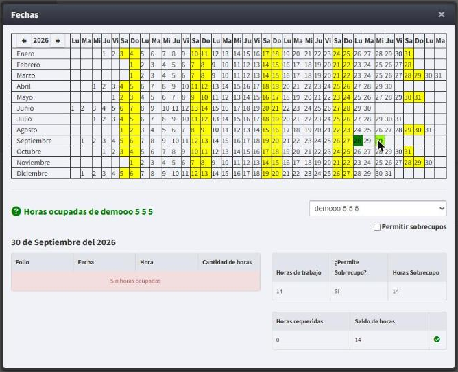 Disponibilidad del técnico