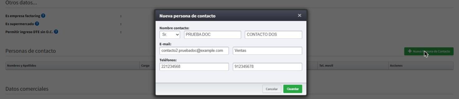 Formulario Nueva persona de contacto