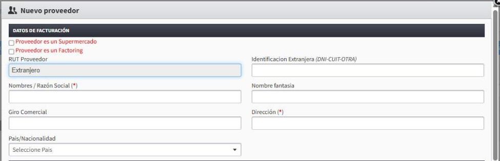 Formulario de proveedor extranjero